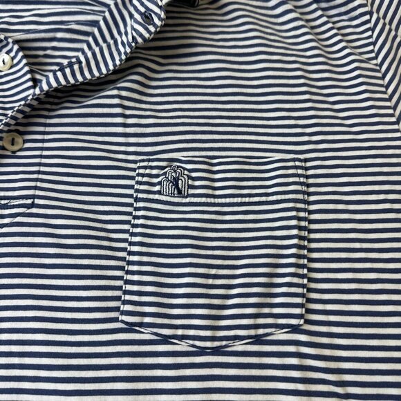 Peter Millar Polo Shirt Mens Extra Large Blue White Stripe Seaside Wash Cotton - Picture 4 of 9